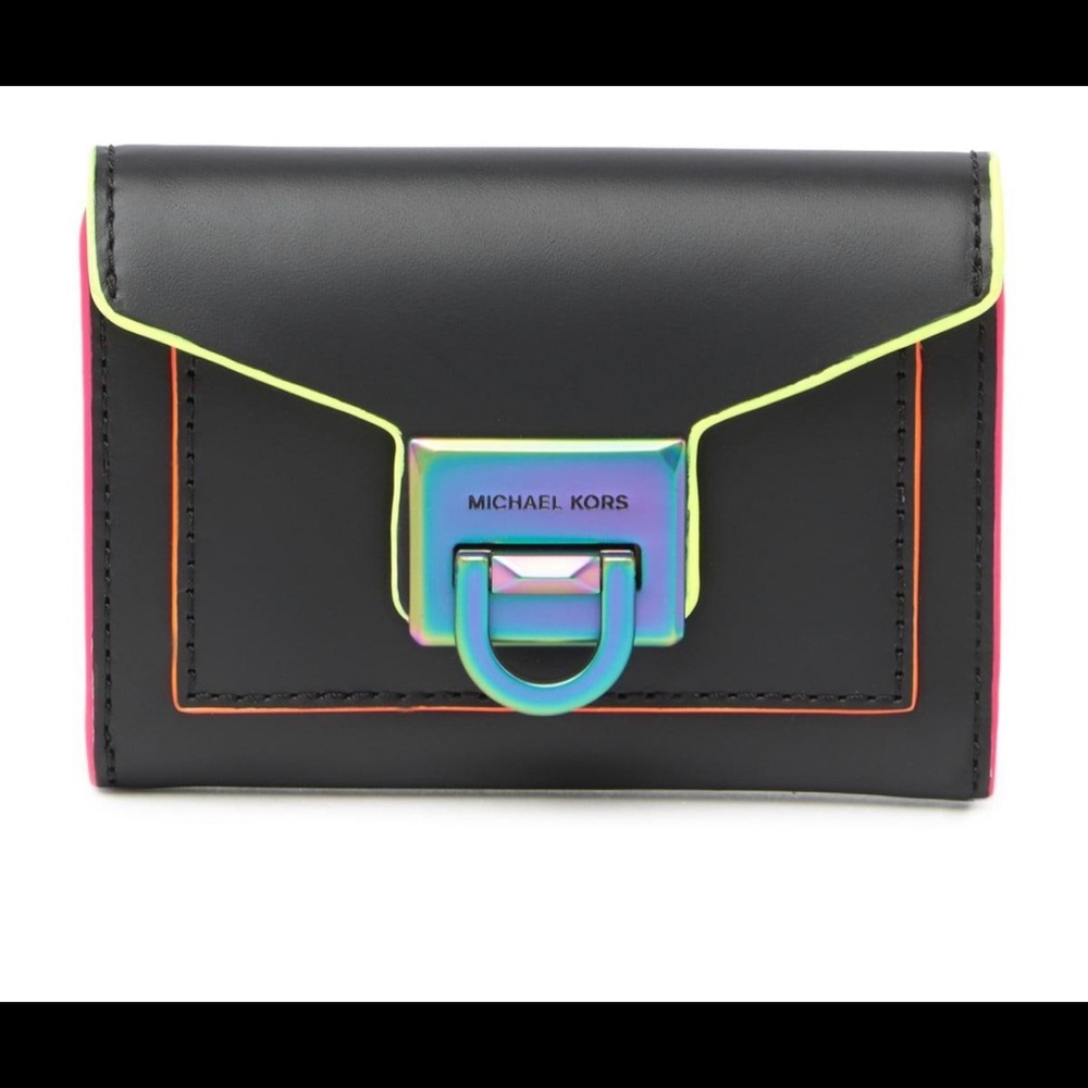 Michael Kors Manhattan Contrast-Trim Iridescent Wallet
